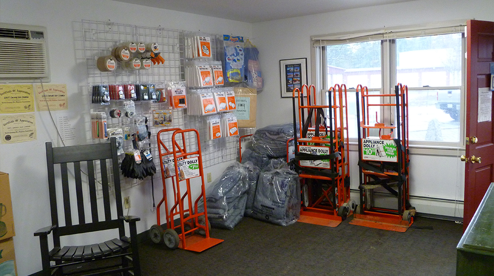 U-Haul trucks parked at facility